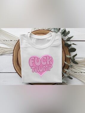 Pink Heart Statement Shirt Retro Graphic Tee Trendy Protest White Top